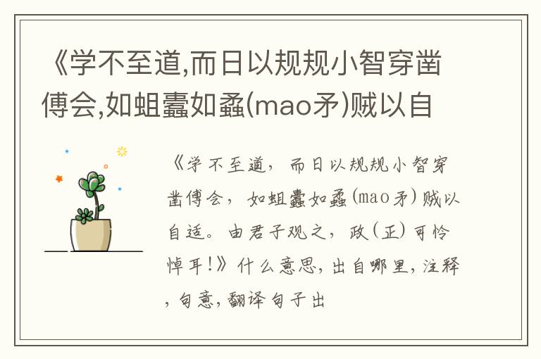  《学不至道,而日以规规小智穿凿傅会,如蛆蠹如蟊(mao矛)贼以自适.由君子观之,政(正)可