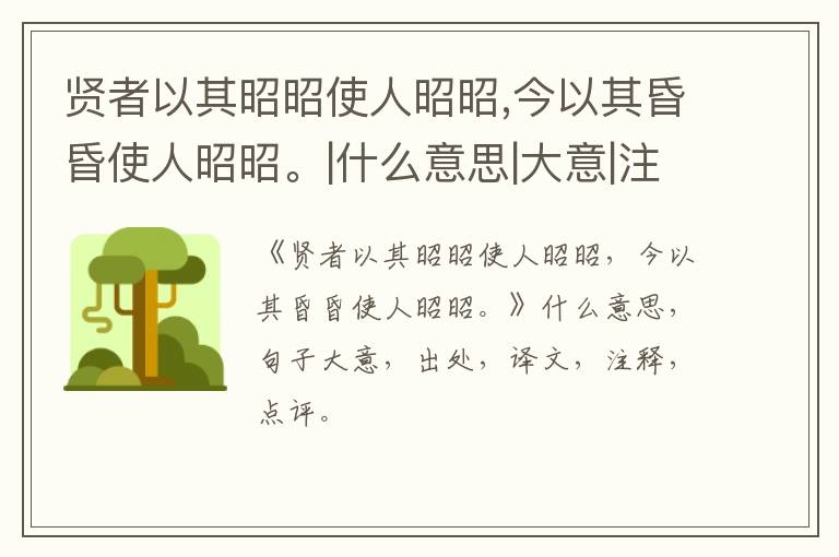  贤者以其昭昭使人昭昭,今以其昏昏使人昭昭。|什么意思|大意|注释|出处|译文