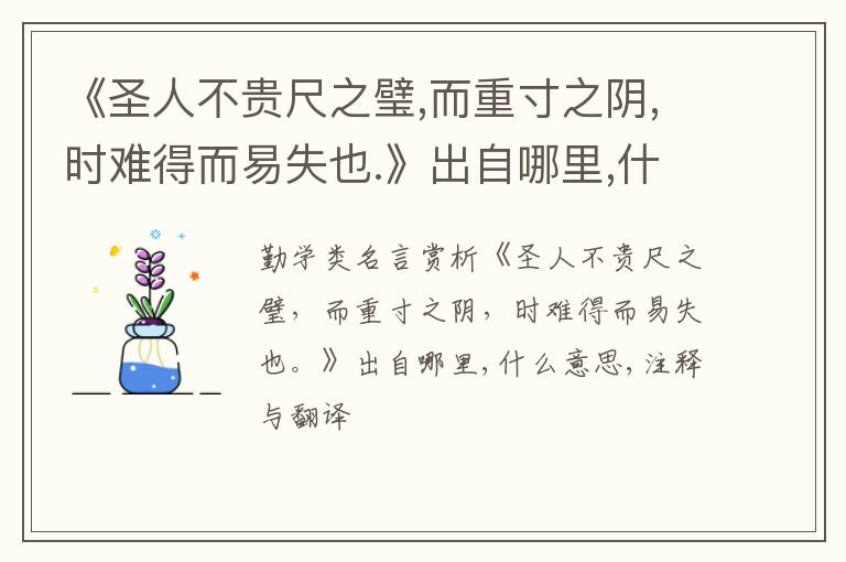  《圣人不贵尺之璧,而重寸之阴,时难得而易失也.》出自哪里,什么意思,注释,句意,翻译
