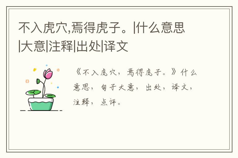  不入虎穴,焉得虎子。|什么意思|大意|注释|出处|译文