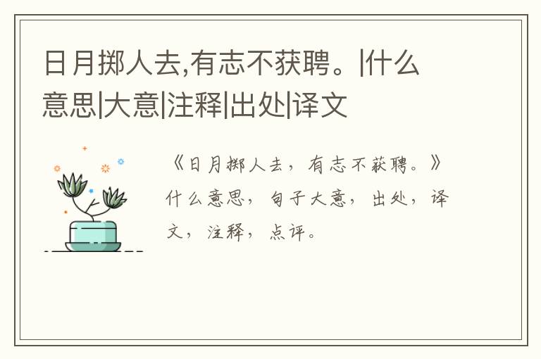  日月掷人去,有志不获聘。|什么意思|大意|注释|出处|译文