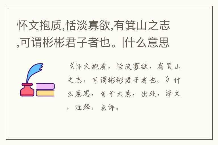  怀文抱质,恬淡寡欲,有箕山之志,可谓彬彬君子者也。|什么意思|大意|注释|出处|译文