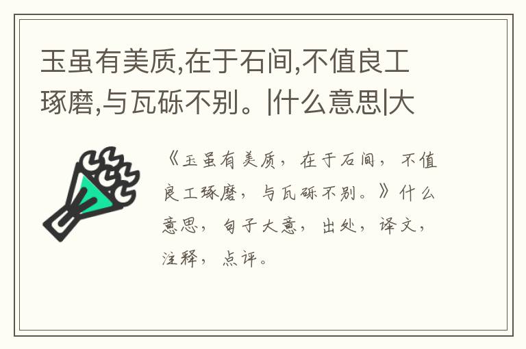  玉虽有美质,在于石间,不值良工琢磨,与瓦砾不别。|什么意思|大意|注释|出处|译文