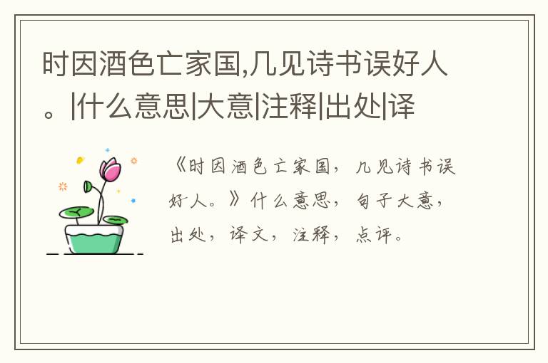  时因酒色亡家国,几见诗书误好人。|什么意思|大意|注释|出处|译文