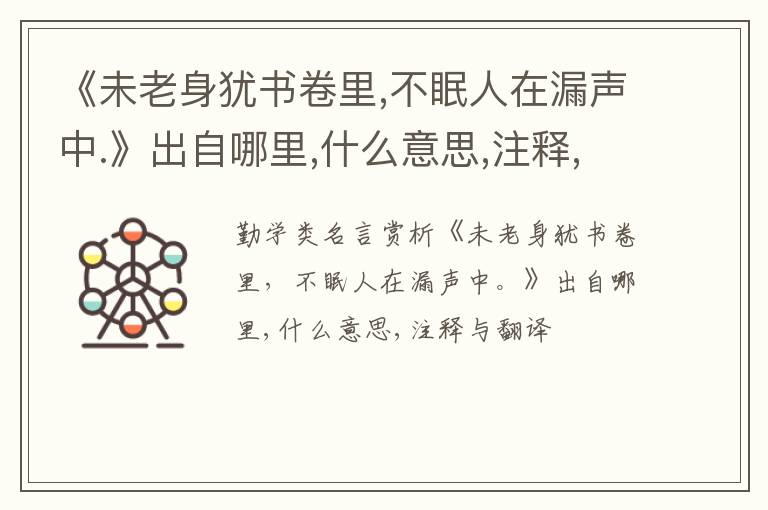  《未老身犹书卷里,不眠人在漏声中.》出自哪里,什么意思,注释,句意,翻译