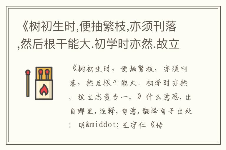  《树初生时,便抽繁枝,亦须刊落,然后根干能大.初学时亦然.故立志贵专一.》什么意思,出