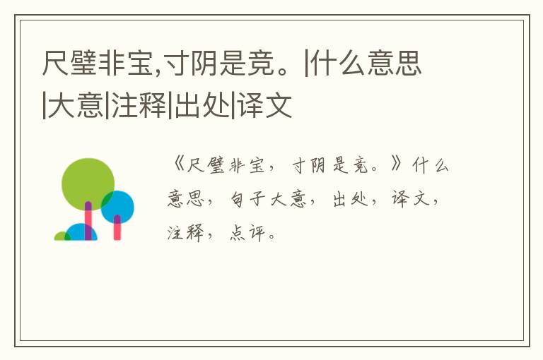  尺璧非宝,寸阴是竞。|什么意思|大意|注释|出处|译文