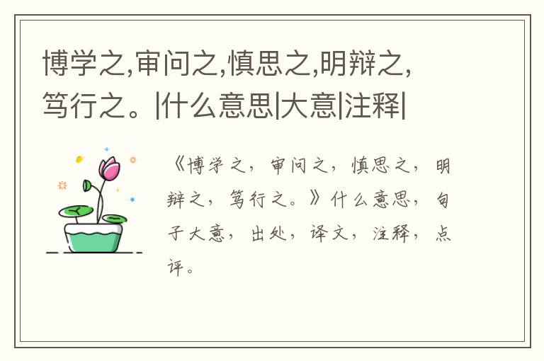  博学之,审问之,慎思之,明辩之,笃行之。|什么意思|大意|注释|出处|译文