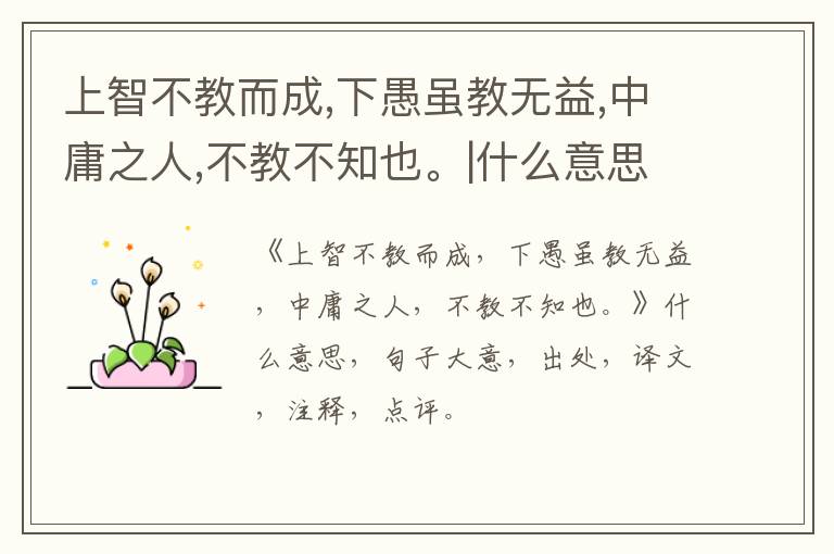  上智不教而成,下愚虽教无益,中庸之人,不教不知也。|什么意思|大意|注释|出处|译文