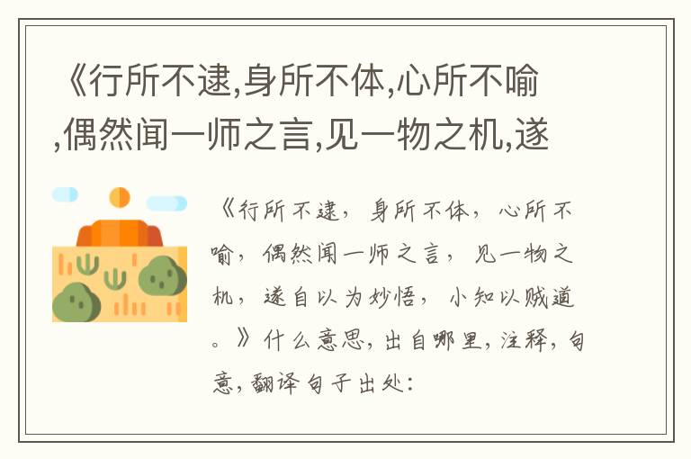  《行所不逮,身所不体,心所不喻,偶然闻一师之言,见一物之机,遂自以为妙悟,小知以贼道.