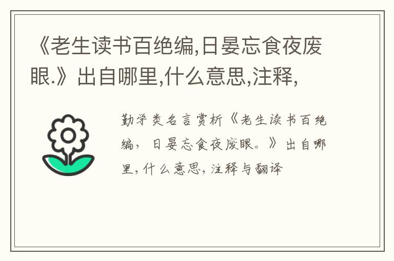  《老生读书百绝编,日晏忘食夜废眼.》出自哪里,什么意思,注释,句意,翻译