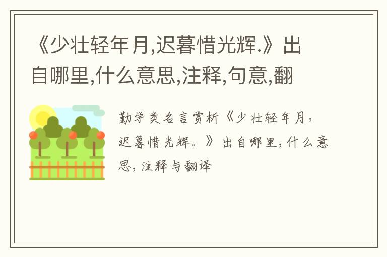  《少壮轻年月,迟暮惜光辉.》出自哪里,什么意思,注释,句意,翻译