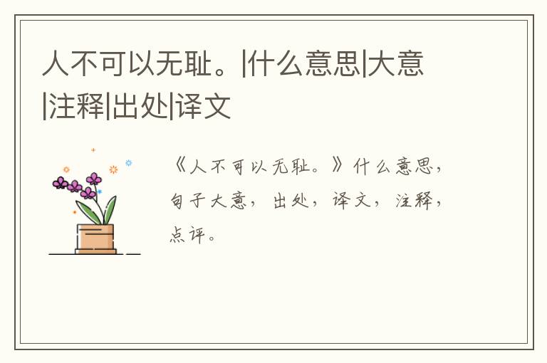  人不可以无耻。|什么意思|大意|注释|出处|译文