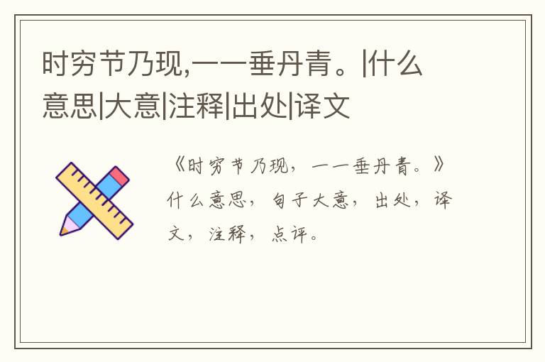  时穷节乃现,一一垂丹青。|什么意思|大意|注释|出处|译文