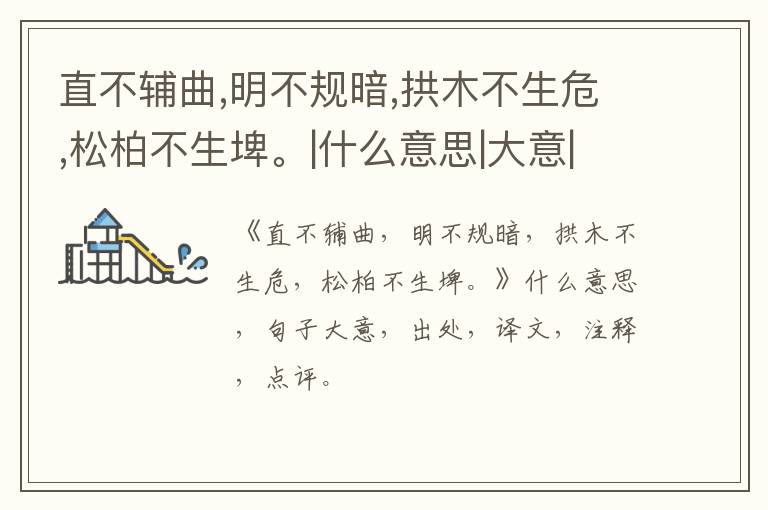  直不辅曲,明不规暗,拱木不生危,松柏不生埤。|什么意思|大意|注释|出处|译文