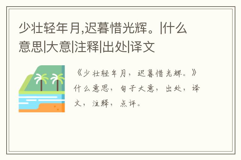  少壮轻年月,迟暮惜光辉。|什么意思|大意|注释|出处|译文