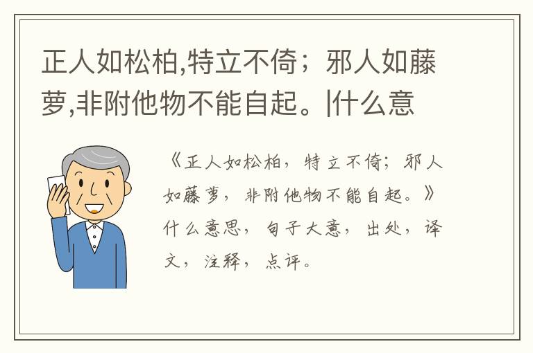  正人如松柏,特立不倚；邪人如藤萝,非附他物不能自起。|什么意思|大意|注释|出处|译文