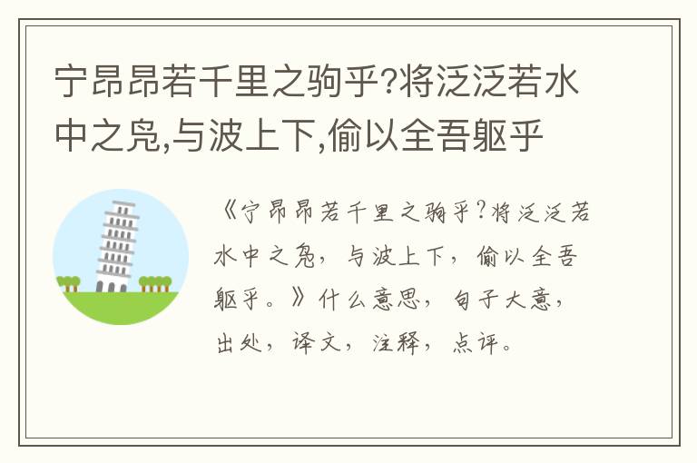  宁昂昂若千里之驹乎?将泛泛若水中之凫,与波上下,偷以全吾躯乎。|什么意思|大意|注释|
