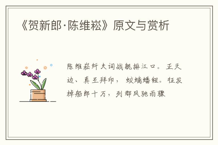  《贺新郎·陈维崧》原文与赏析