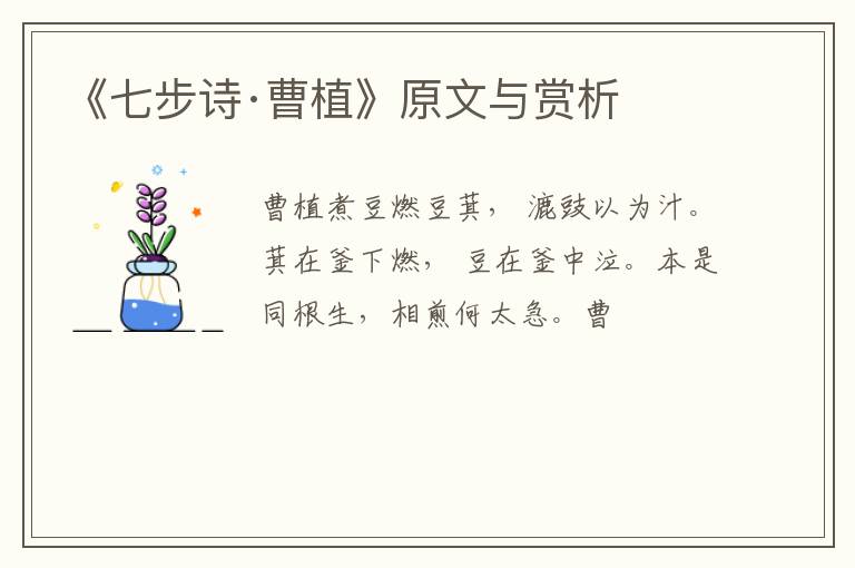  《七步诗·曹植》原文与赏析