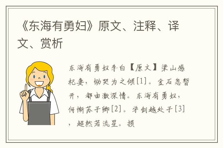  《东海有勇妇》原文、注释、译文、赏析