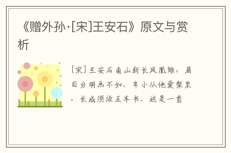  《赠外孙·[宋]王安石》原文与赏析