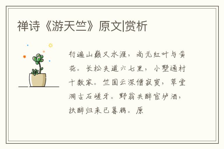  禅诗《游天竺》原文|赏析