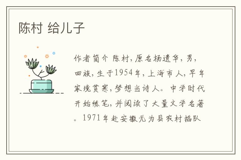  陈村 给儿子