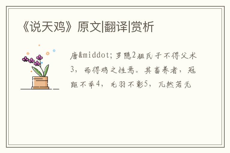  《说天鸡》原文|翻译|赏析