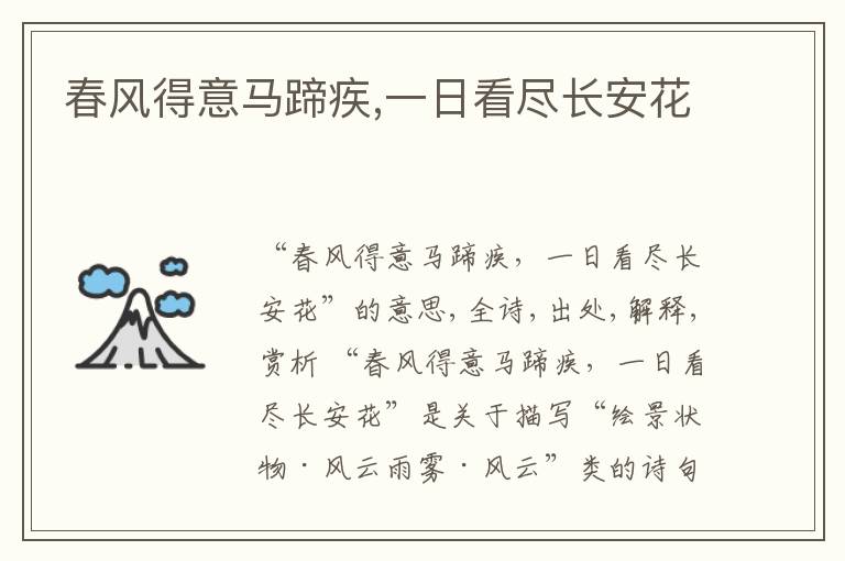  春风得意马蹄疾,一日看尽长安花