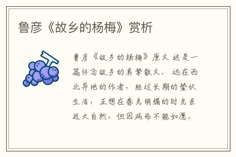  鲁彦《故乡的杨梅》赏析