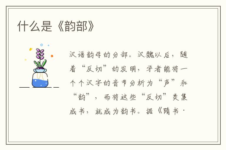  什么是《韵部》