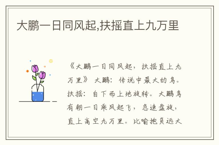  大鹏一日同风起,扶摇直上九万里