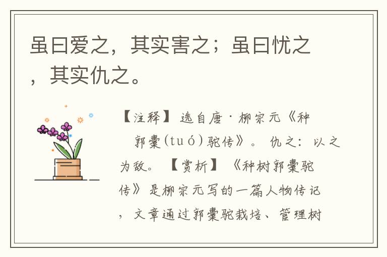  虽曰爱之，其实害之；虽曰忧之，其实仇之。