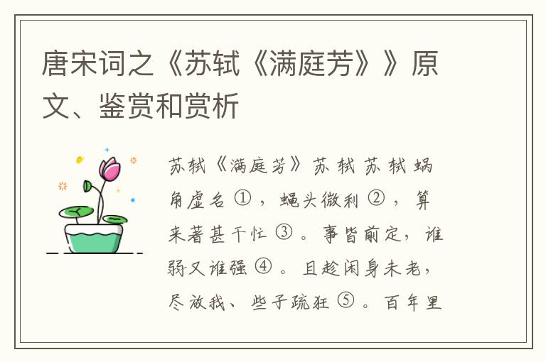  唐宋词之《苏轼《满庭芳》》原文、鉴赏和赏析