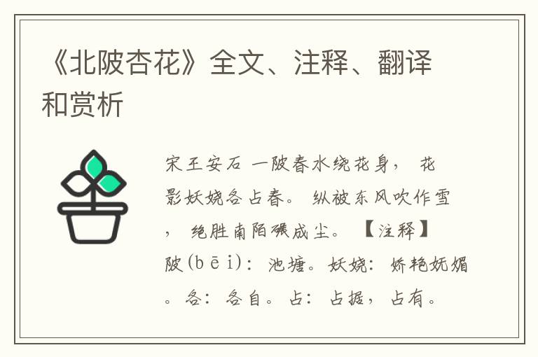  《北陂杏花》全文、注释、翻译和赏析