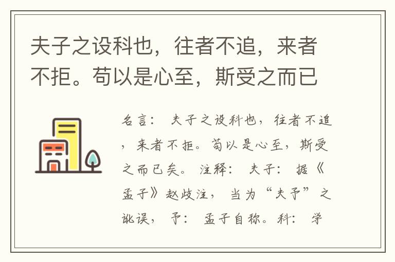  夫子之设科也，往者不追，来者不拒。苟以是心至，斯受之而已矣。