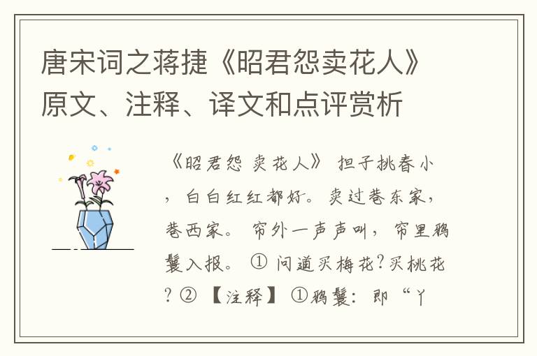  唐宋词之蒋捷《昭君怨卖花人》原文、注释、译文和点评赏析