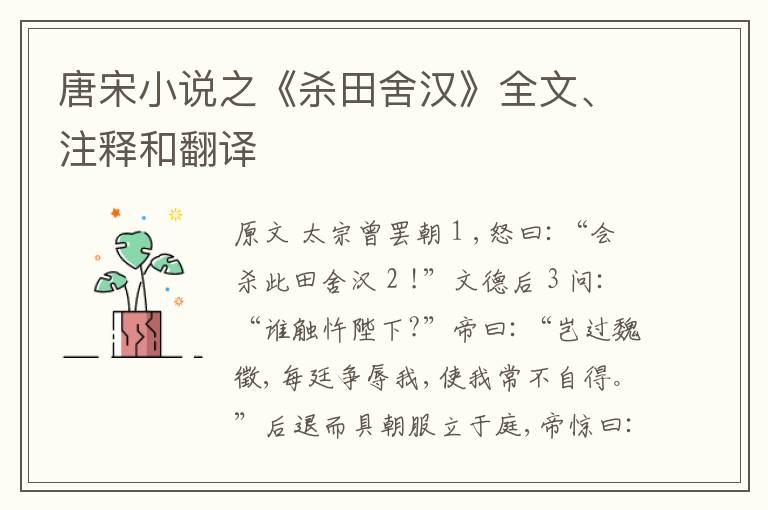  唐宋小说之《杀田舍汉》全文、注释和翻译