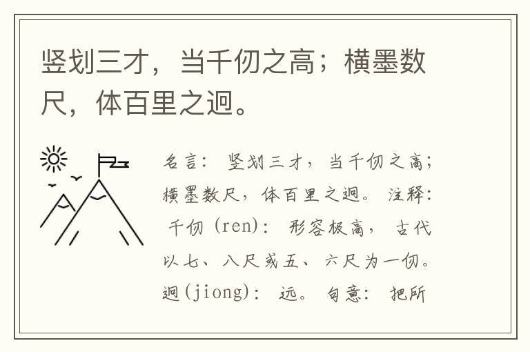  竖划三才，当千仞之高；横墨数尺，体百里之迥。