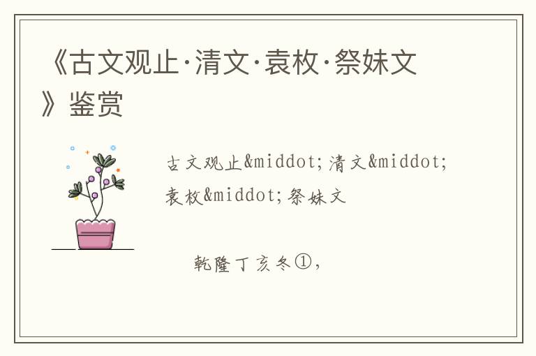  《古文观止·清文·袁枚·祭妹文》鉴赏