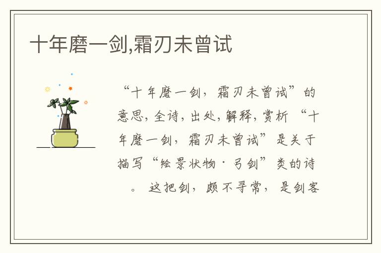  十年磨一剑,霜刃未曾试