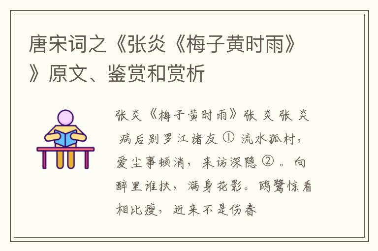  唐宋词之《张炎《梅子黄时雨》》原文、鉴赏和赏析