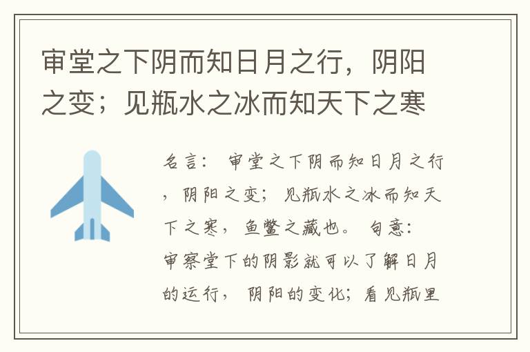  审堂之下阴而知日月之行，阴阳之变；见瓶水之冰而知天下之寒，鱼鳖之藏也。