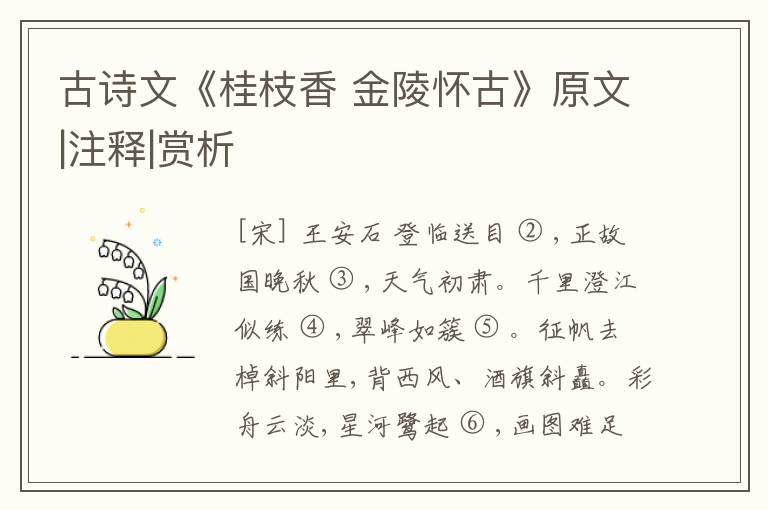  古诗文《桂枝香 金陵怀古》原文|注释|赏析