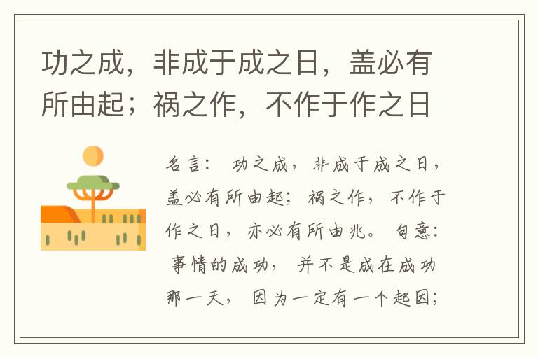  功之成，非成于成之日，盖必有所由起；祸之作，不作于作之日，亦必有所由兆。