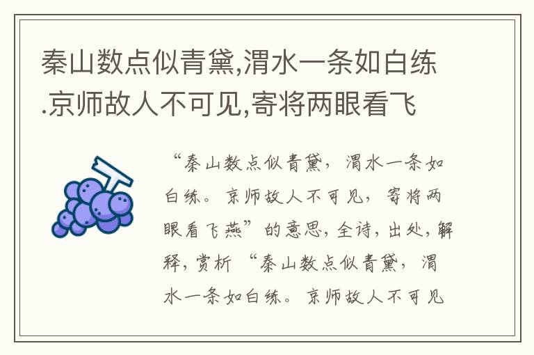  秦山数点似青黛,渭水一条如白练.京师故人不可见,寄将两眼看飞燕