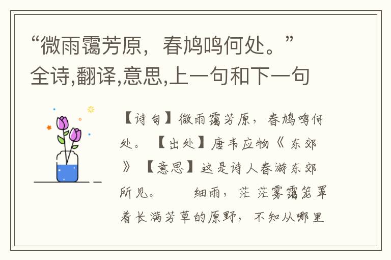  “微雨霭芳原，春鸠鸣何处。”全诗,翻译,意思,上一句和下一句