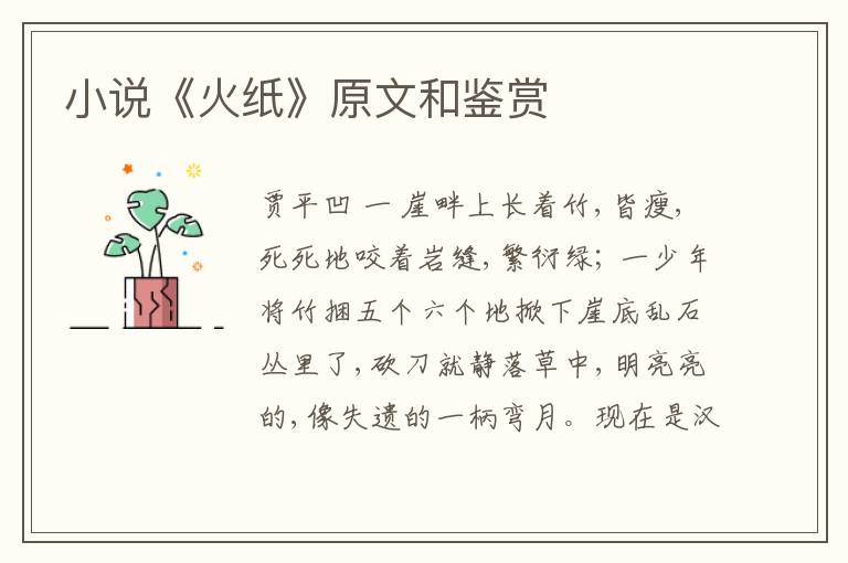  小说《火纸》原文和鉴赏