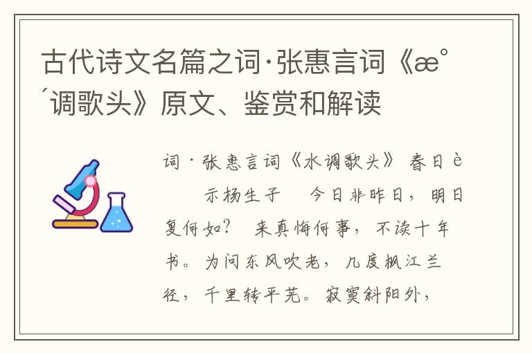  古代诗文名篇之词·张惠言词《水调歌头》原文、鉴赏和解读